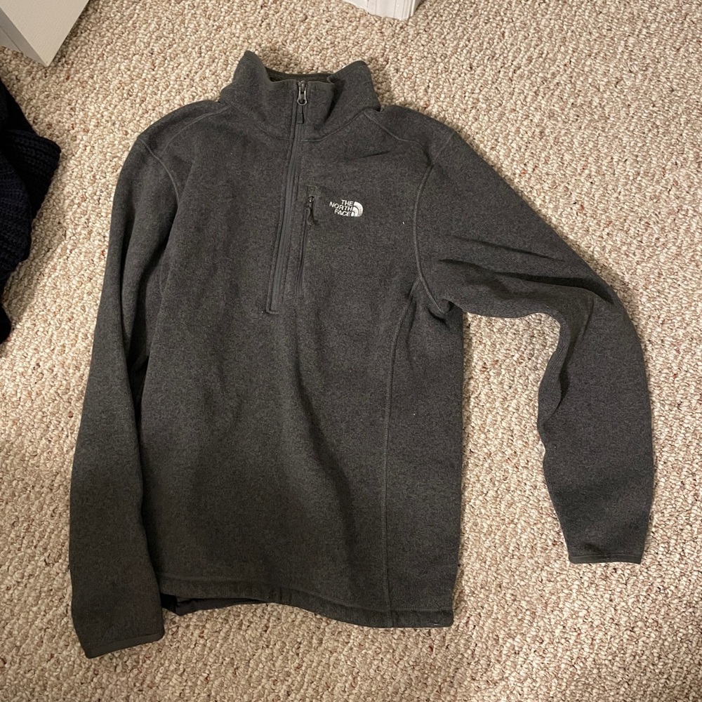 North Face 3 1/4 Zip Gray knit/fleece
